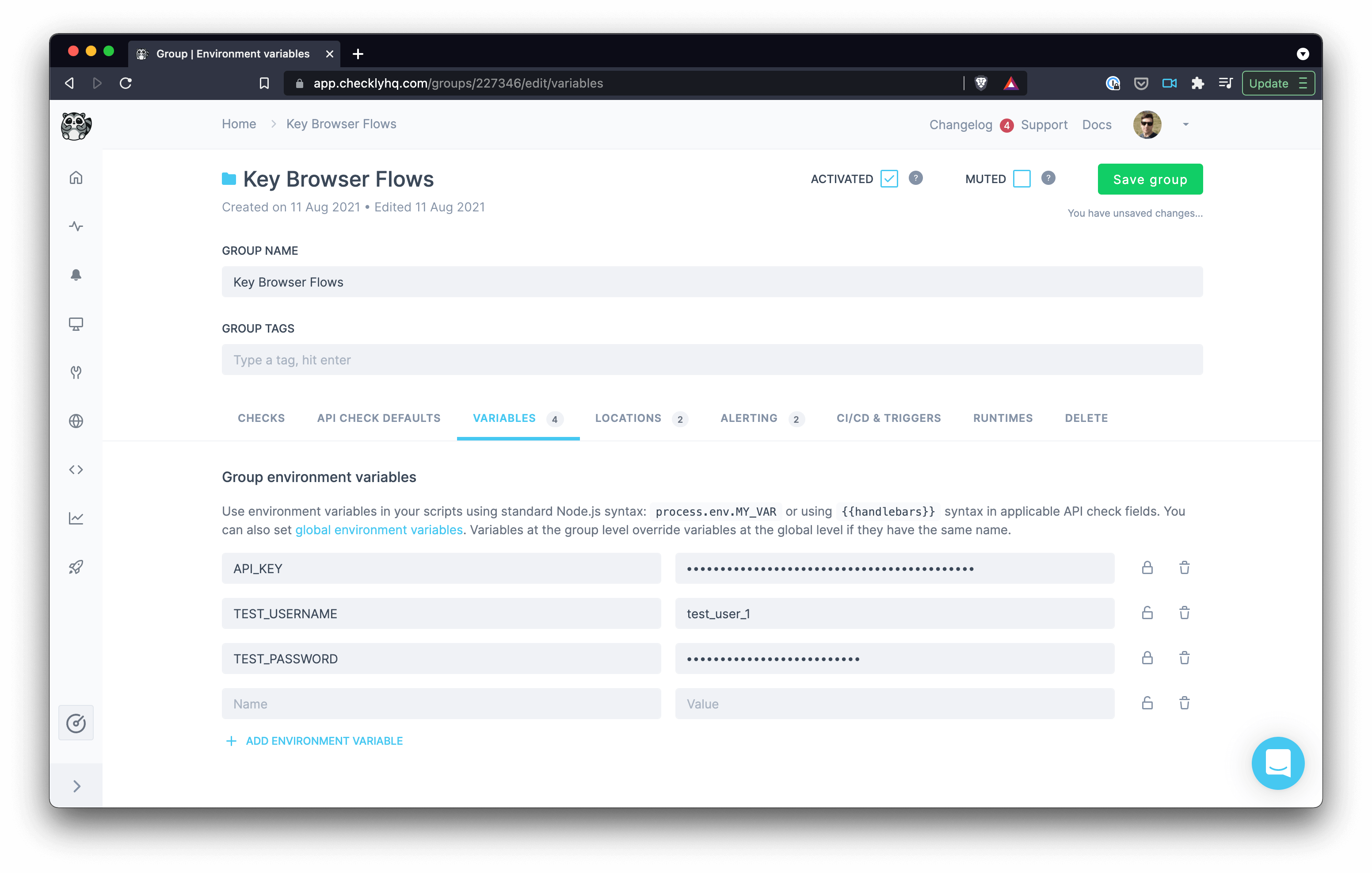 add group variables